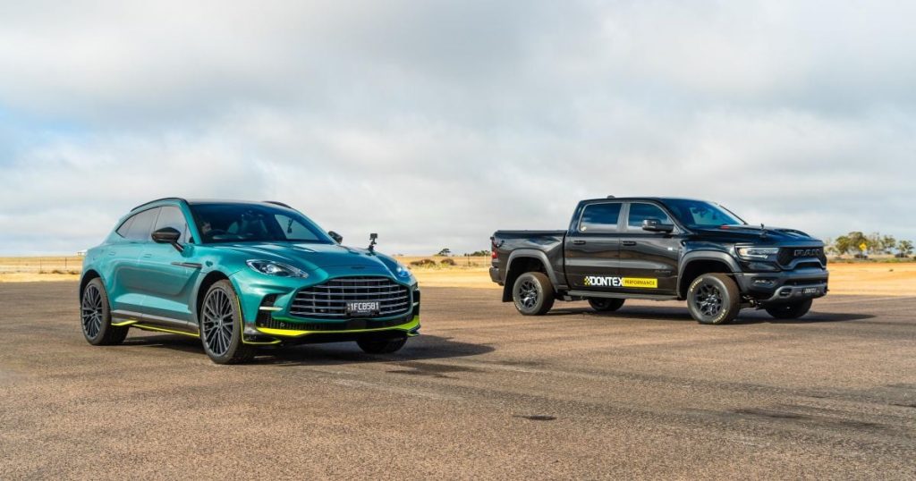 1200hp Ram Trx Vs Aston Martin Dbx707 Drag Race