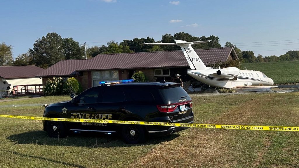 Private jet goes off runway and crashes into house, luckily