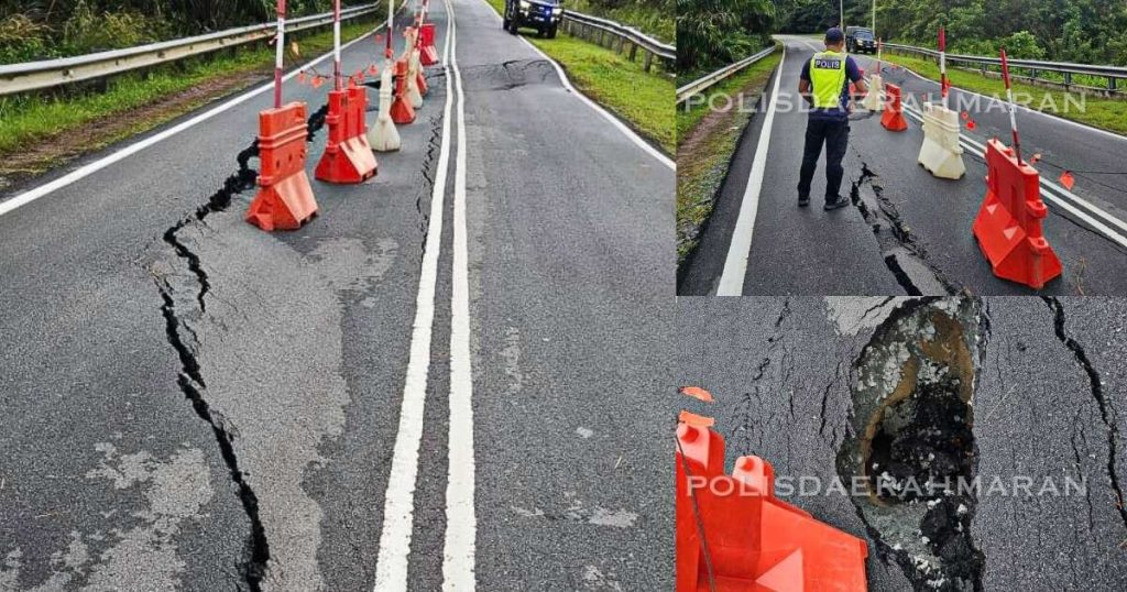 Kertau kuala wau road in chenor, pahang closed to all traffic